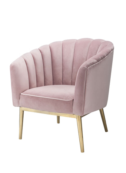 31inches X 32inches X 34inches Pink Velvet Gold Upholstery Wood Accent