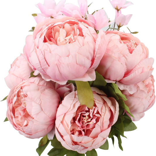 Springs Flowers Artificial Silk Peony Bouquets Wedding Home Decoration,Pack of 1 (Spring Light Pink)