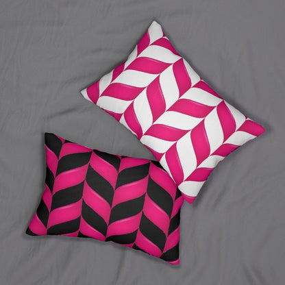 Decorative Lumbar Throw Pillow, Pink Chevron Pattern