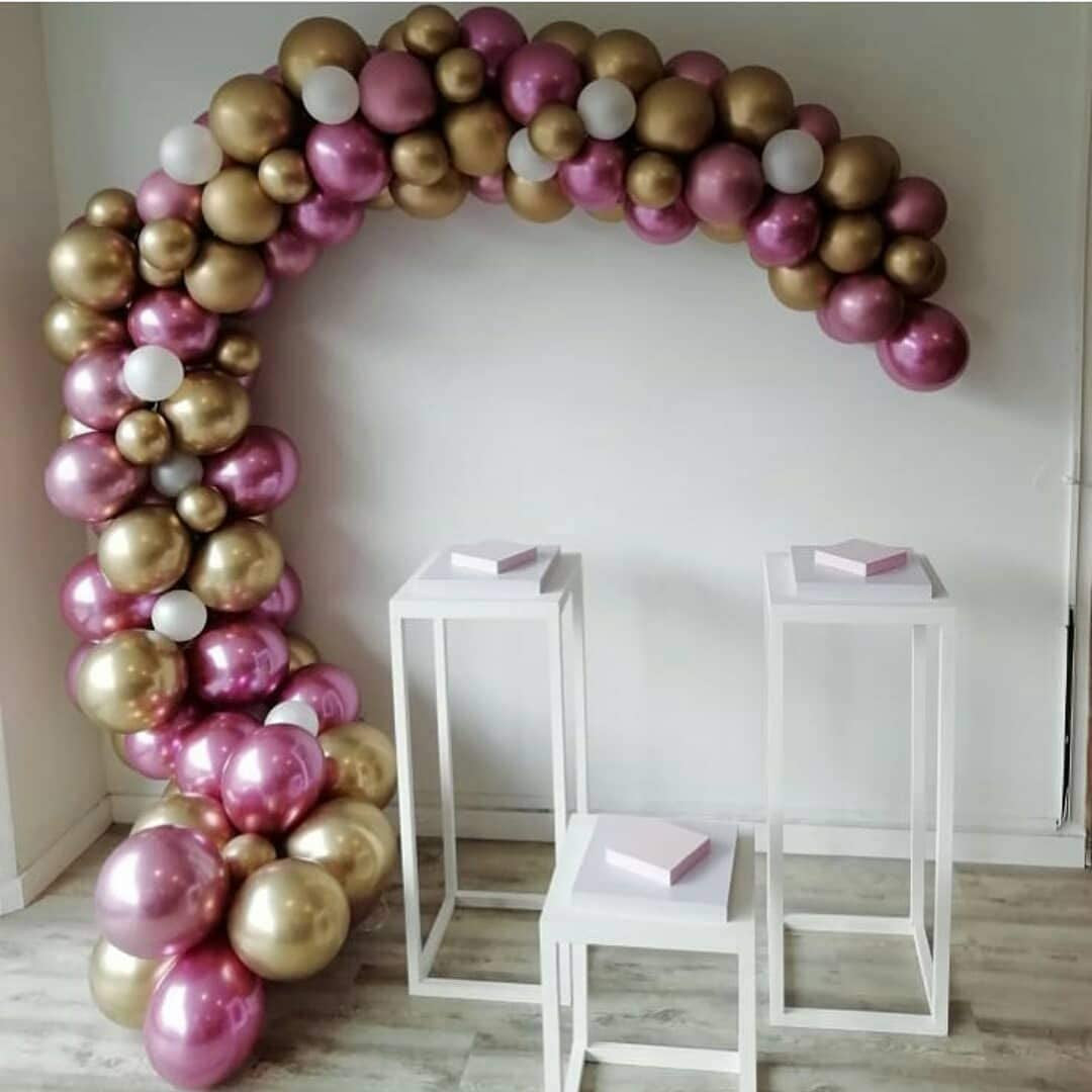 100Pcs Metallic Pink Latex Balloons Various Sizes Chrome Balloon 18/12/10/5 Inch Helium Balloon Perfect for Birthday Valentines Baby Shower Bridal Shower Wedding Anniversary Balloons (Pink)