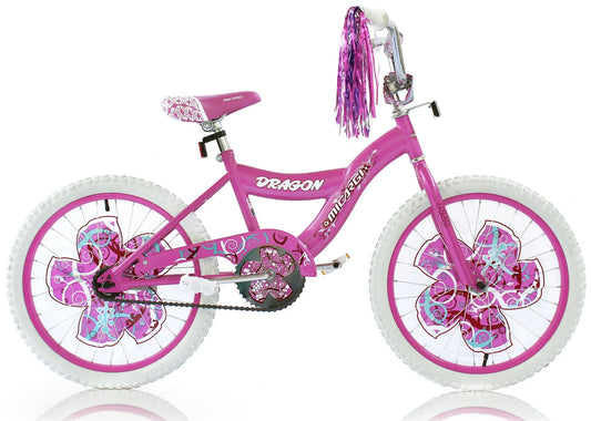 20 In. Girl'S BMX S-Type Frame Bicycle Coaster Brake One Piece Crank Pink Rims White Tire Kid'S Bike – Pink