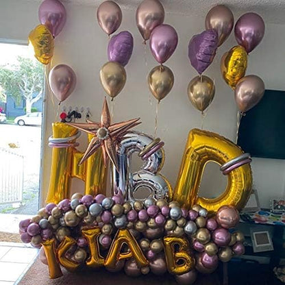 100Pcs Metallic Pink Latex Balloons Various Sizes Chrome Balloon 18/12/10/5 Inch Helium Balloon Perfect for Birthday Valentines Baby Shower Bridal Shower Wedding Anniversary Balloons (Pink)