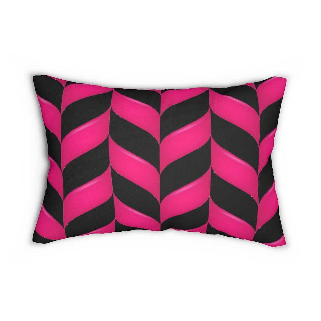 Decorative Lumbar Throw Pillow, Pink Chevron Pattern