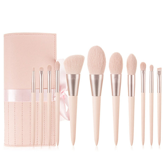 11Pcs Pink Makeup Brush Set