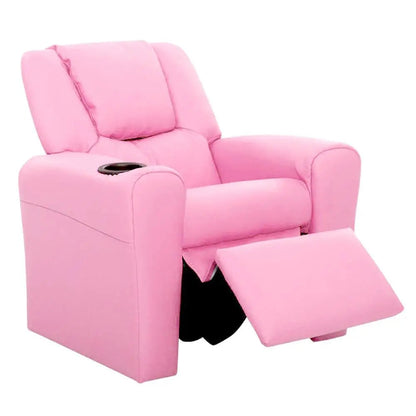 Keezi Kids Recliner Chair Pink PU Leather Sofa Lounge Couch Children