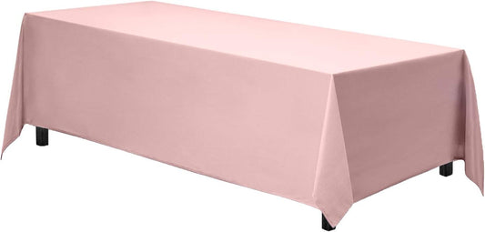 Rectangle Tablecloth - 90 X 156 Inch Pink Table Cloth for 8 Foot Table with Floor-Length Drop - Heavy Duty Washable Fabric - 8 Ft Buffet Table, Holiday Party, Wedding & Baby Shower