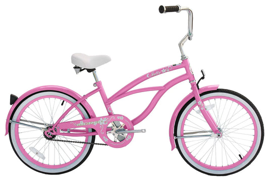 20 Ft. Beach Cruiser Coaster Brake Single Speed Bicycle, Bike, Stainless Steel Spokes One Piece Crank Alloy Pink Rims 36 H - Pink