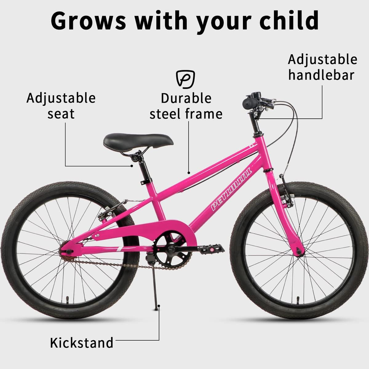 20 Inch Kids Bike for 5-9 Years Old Boys and Girls with Dual Handbrakes,Kick Stand,Red Pink and Black