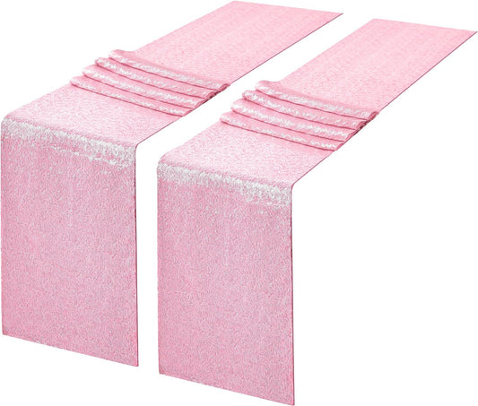 2 Packs 12 X 108 Inches Pink Sequin Table Runner, Glitter Pink Table Runner for Wedding Birthday Bachelorette Holiday Party Supplies Decorations Bridal Shower Baby Shower