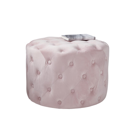 Luxury Pink Velvet Button Pouffe