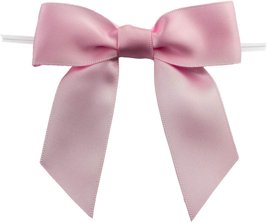 30Pcs Boutique 3.5" Pink Satin Ribbon Twist Tie Bows for Tying up Packages Gift Wrapping