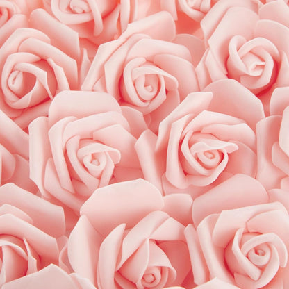 100 Pack Pink Artificial Flowers, Bulk Stemless Fake Foam Roses for Wedding, Decorations, Bouquets (3 In)