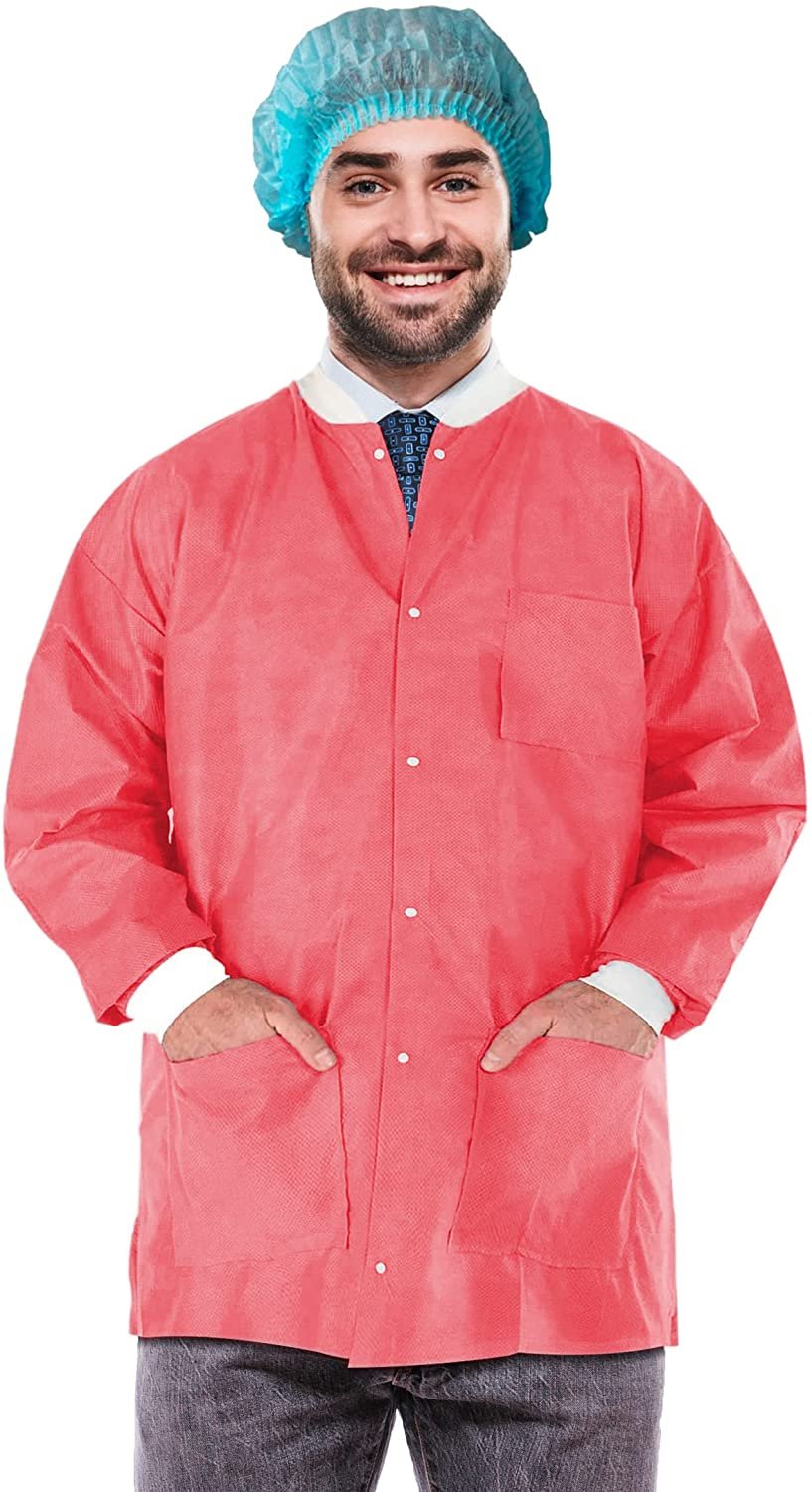 Coral Pink Disposable SMS Lab Jackets - X-Large