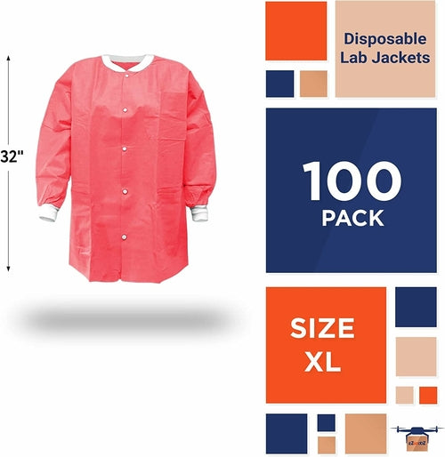 Coral Pink Disposable SMS Lab Jackets - X-Large